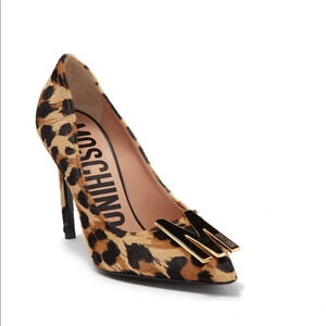 Moschino Leopard Print Genuine Calf Hair Pump Size 35